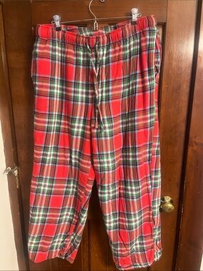 Lands' End Red Green Plaid Flannel Pajama Pants